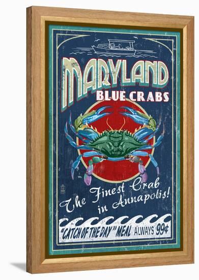 Maryland Blue Crabs - Annapolis-Lantern Press-Framed Stretched Canvas