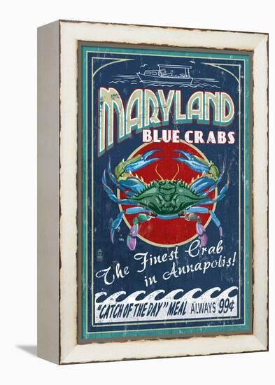 Maryland Blue Crabs - Annapolis-Lantern Press-Framed Stretched Canvas