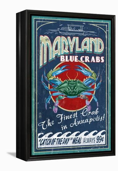 Maryland Blue Crabs - Annapolis-Lantern Press-Framed Stretched Canvas