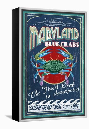 Maryland Blue Crabs - Annapolis-Lantern Press-Framed Stretched Canvas