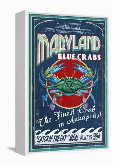 Maryland Blue Crabs - Annapolis-Lantern Press-Framed Stretched Canvas