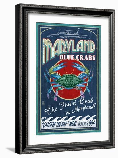 Maryland Blue Crabs-Lantern Press-Framed Premium Giclee Print