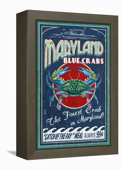 Maryland Blue Crabs-Lantern Press-Framed Stretched Canvas