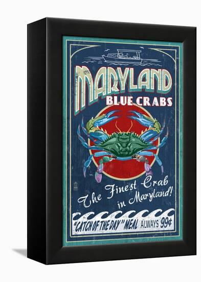 Maryland Blue Crabs-Lantern Press-Framed Stretched Canvas