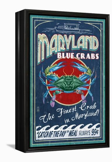 Maryland Blue Crabs-Lantern Press-Framed Stretched Canvas