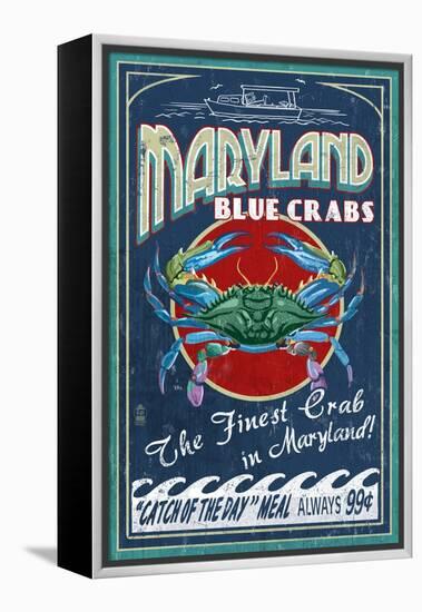 Maryland Blue Crabs-Lantern Press-Framed Stretched Canvas