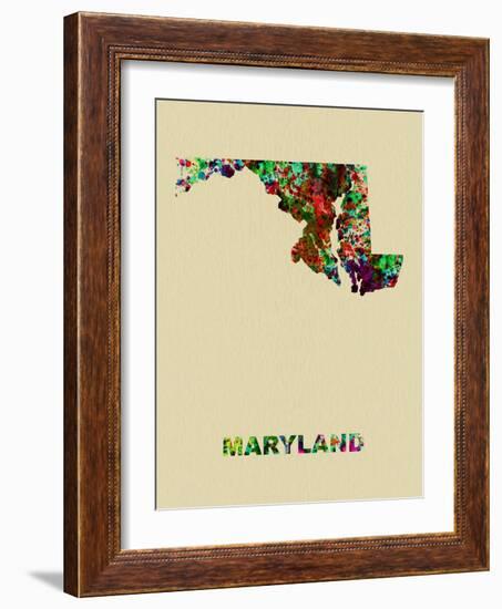 Maryland Color Splatter Map-NaxArt-Framed Art Print