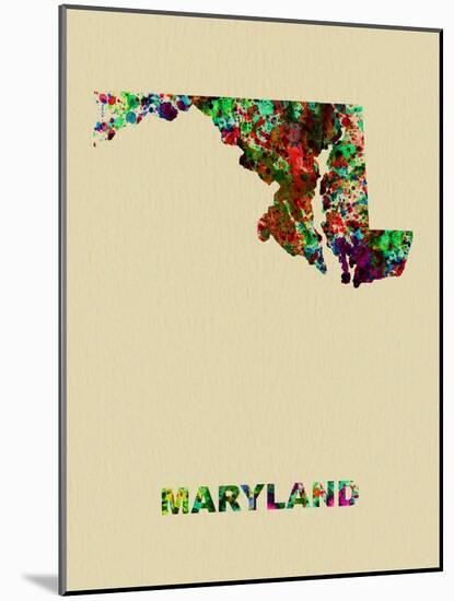 Maryland Color Splatter Map-NaxArt-Mounted Art Print