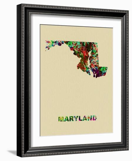 Maryland Color Splatter Map-NaxArt-Framed Art Print