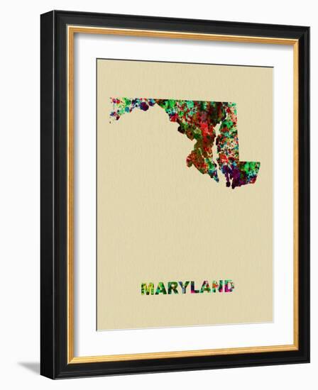 Maryland Color Splatter Map-NaxArt-Framed Art Print