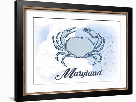 Maryland - Crab - Blue - Coastal Icon-Lantern Press-Framed Art Print