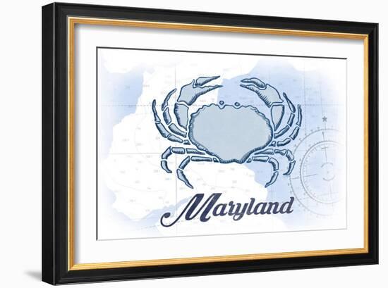 Maryland - Crab - Blue - Coastal Icon-Lantern Press-Framed Art Print