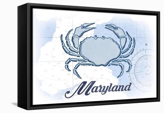 Maryland - Crab - Blue - Coastal Icon-Lantern Press-Framed Stretched Canvas
