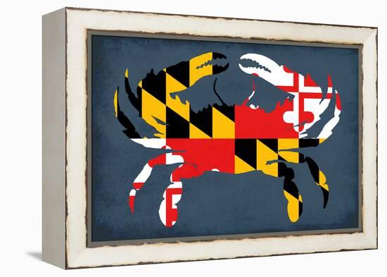 Maryland - Crab Flag - No Text-Lantern Press-Framed Stretched Canvas