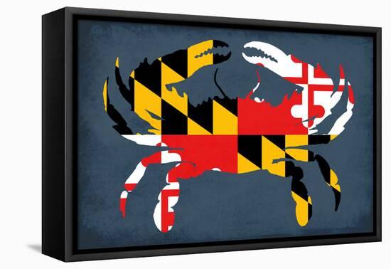 Maryland - Crab Flag - No Text-Lantern Press-Framed Stretched Canvas