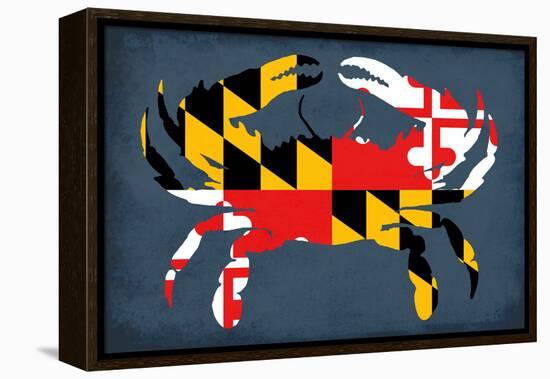 Maryland - Crab Flag - No Text-Lantern Press-Framed Stretched Canvas