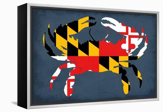 Maryland - Crab Flag - No Text-Lantern Press-Framed Stretched Canvas