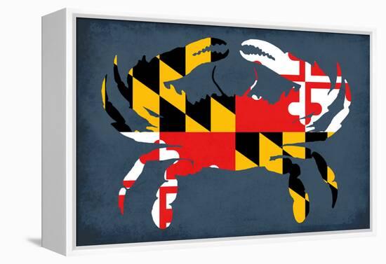 Maryland - Crab Flag - No Text-Lantern Press-Framed Stretched Canvas