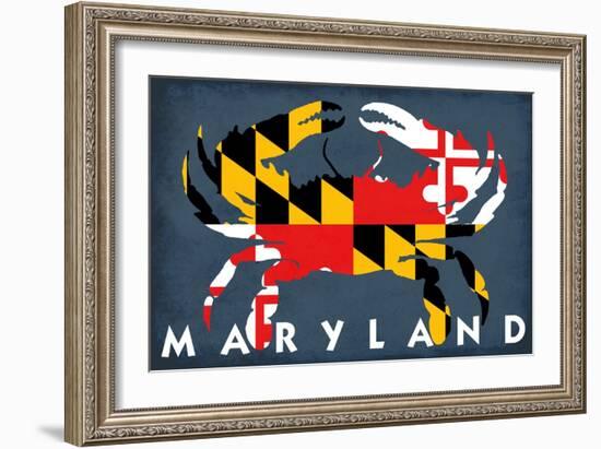 Maryland - Crab Flag-Lantern Press-Framed Art Print