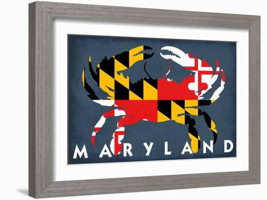 Maryland - Crab Flag-Lantern Press-Framed Art Print