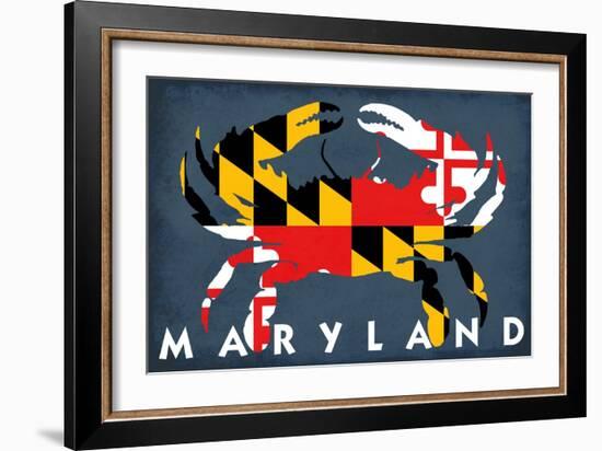 Maryland - Crab Flag-Lantern Press-Framed Art Print