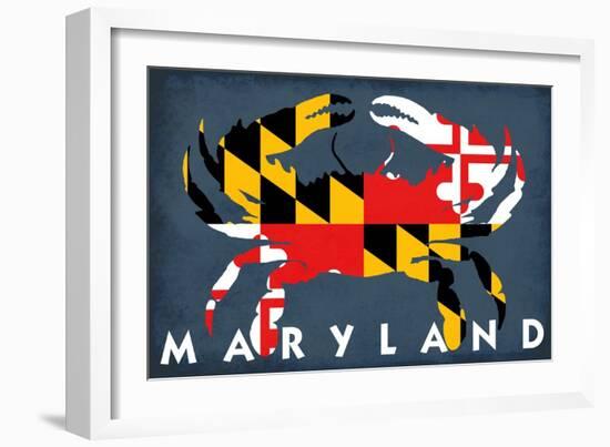 Maryland - Crab Flag-Lantern Press-Framed Art Print