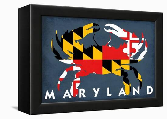 Maryland - Crab Flag-Lantern Press-Framed Stretched Canvas