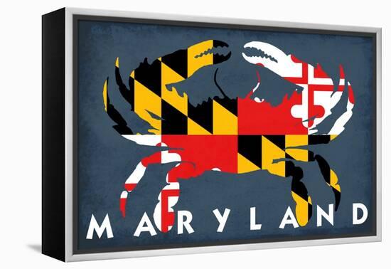 Maryland - Crab Flag-Lantern Press-Framed Stretched Canvas