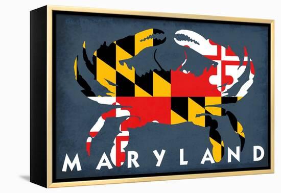 Maryland - Crab Flag-Lantern Press-Framed Stretched Canvas