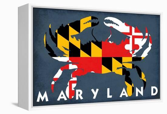 Maryland - Crab Flag-Lantern Press-Framed Stretched Canvas