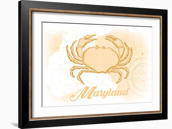 Maryland - Crab - Yellow - Coastal Icon-Lantern Press-Framed Art Print