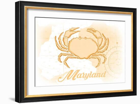 Maryland - Crab - Yellow - Coastal Icon-Lantern Press-Framed Art Print