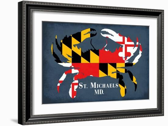 Maryland Flag Crab - St. Michaels, Maryland-Lantern Press-Framed Art Print