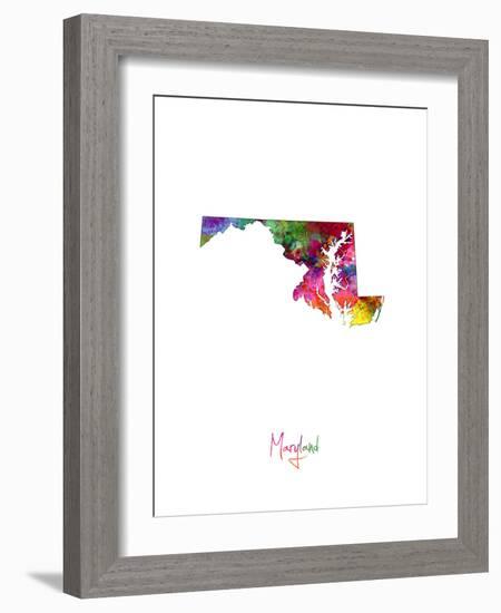 Maryland Map-Michael Tompsett-Framed Premium Giclee Print