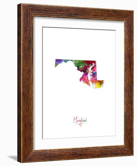 Maryland Map-Michael Tompsett-Framed Art Print