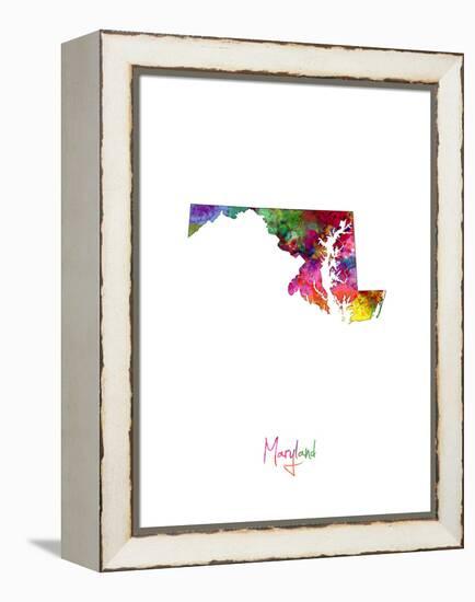 Maryland Map-Michael Tompsett-Framed Stretched Canvas