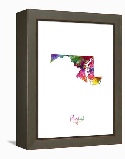 Maryland Map-Michael Tompsett-Framed Stretched Canvas