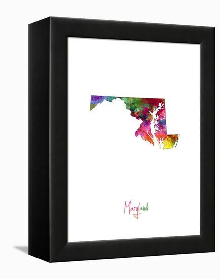 Maryland Map-Michael Tompsett-Framed Stretched Canvas