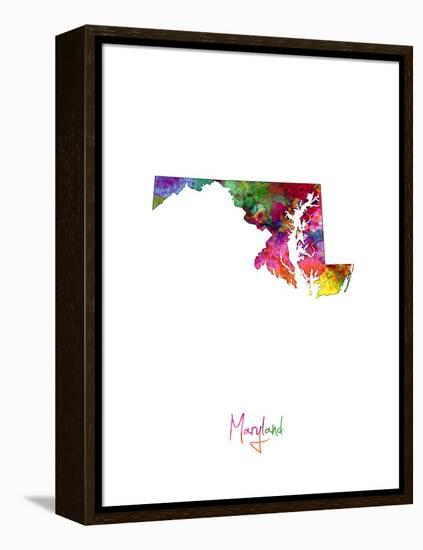 Maryland Map-Michael Tompsett-Framed Stretched Canvas