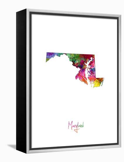 Maryland Map-Michael Tompsett-Framed Stretched Canvas