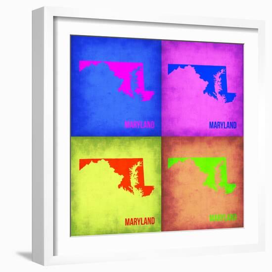 Maryland Pop Art Map 1-NaxArt-Framed Art Print