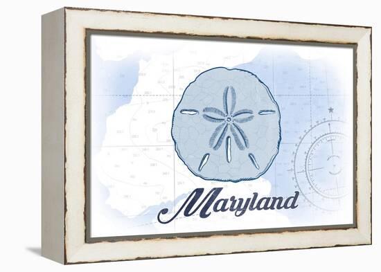 Maryland - Sand Dollar - Blue - Coastal Icon-Lantern Press-Framed Stretched Canvas