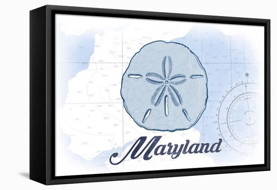 Maryland - Sand Dollar - Blue - Coastal Icon-Lantern Press-Framed Stretched Canvas