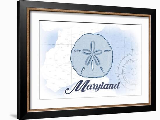 Maryland - Sand Dollar - Blue - Coastal Icon-Lantern Press-Framed Art Print