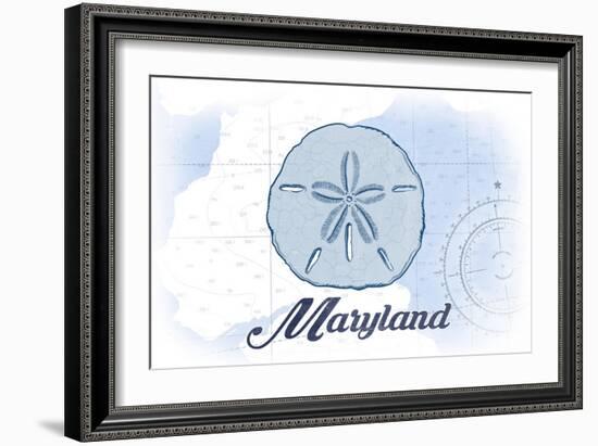 Maryland - Sand Dollar - Blue - Coastal Icon-Lantern Press-Framed Art Print