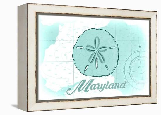 Maryland - Sand Dollar - Teal - Coastal Icon-Lantern Press-Framed Stretched Canvas