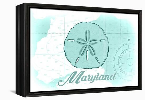 Maryland - Sand Dollar - Teal - Coastal Icon-Lantern Press-Framed Stretched Canvas