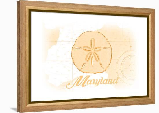 Maryland - Sand Dollar - Yellow - Coastal Icon-Lantern Press-Framed Stretched Canvas