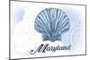 Maryland - Scallop Shell - Blue - Coastal Icon-Lantern Press-Mounted Art Print