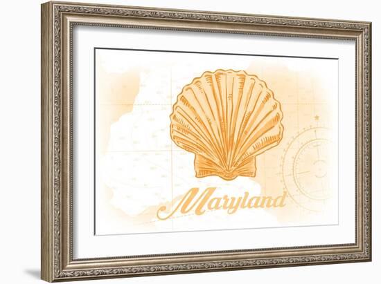 Maryland - Scallop Shell - Yellow - Coastal Icon-Lantern Press-Framed Art Print